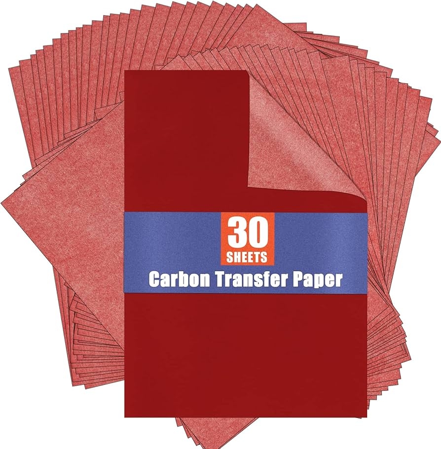 PSLER Red Carbon Paper For Tracing Graphite Transfer Paper 30 Pcs Red Graphite Paper For Tracing Drawing Patterns On Wood Projects Canvas Fabric 