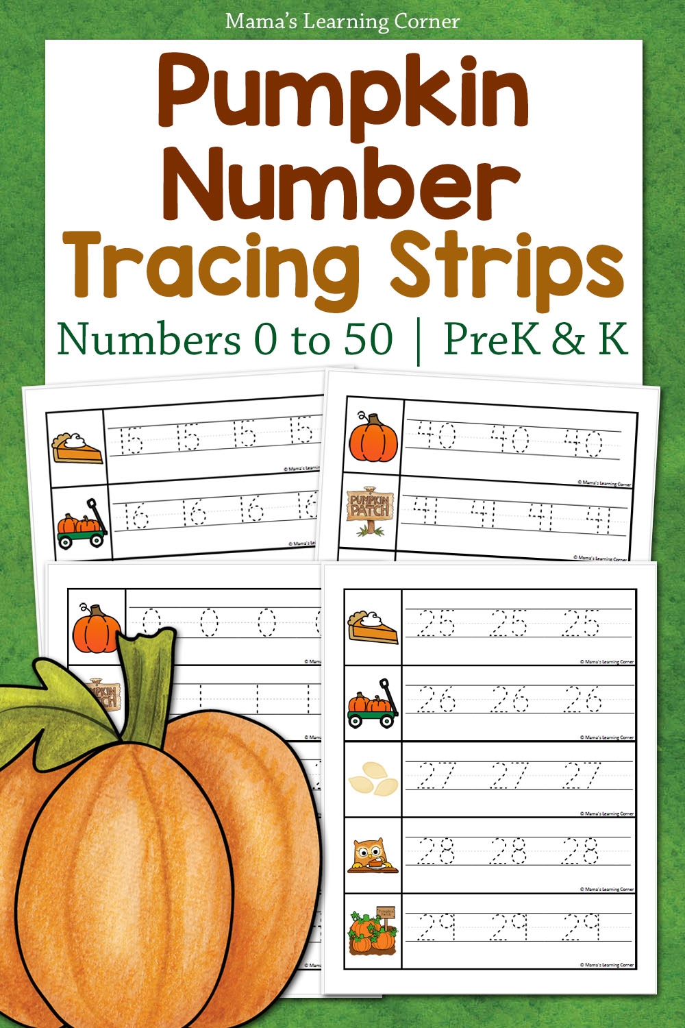 Pumpkin Number Tracing Worksheets Fall Math Practice Mamas 