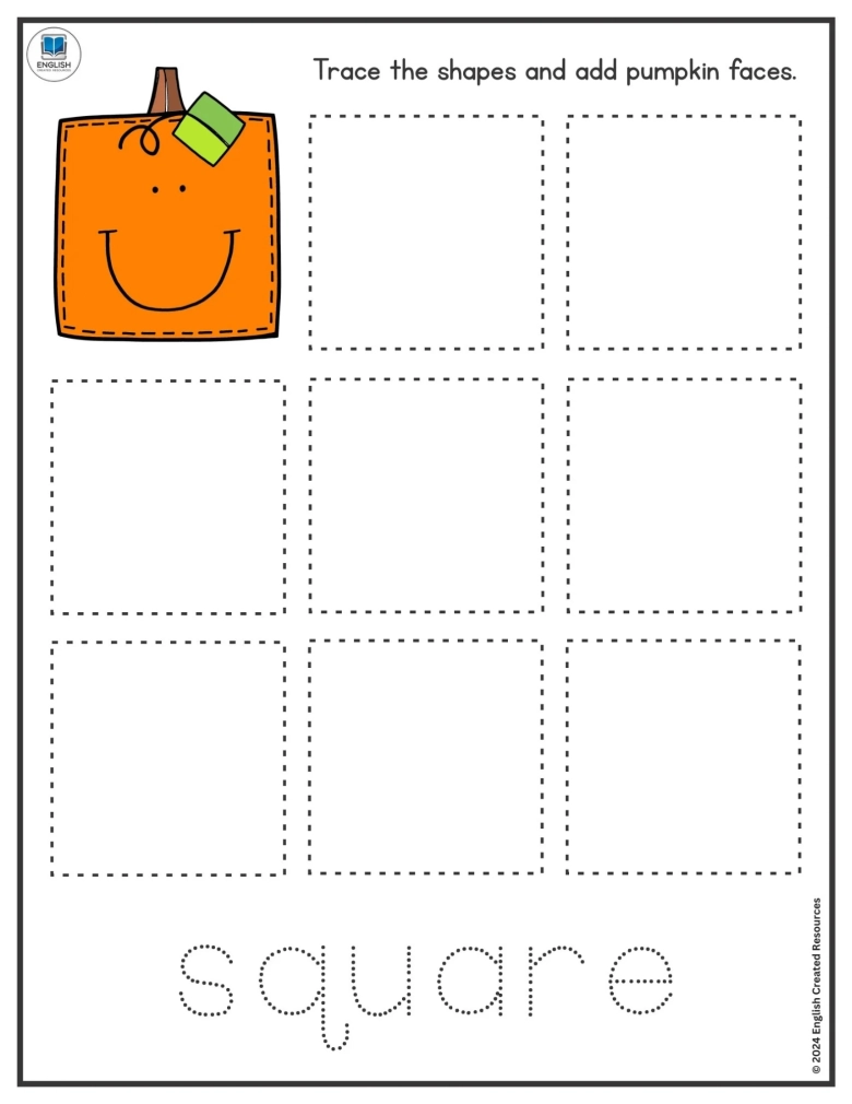 Pumpkin Shape Tracing English Created Resources