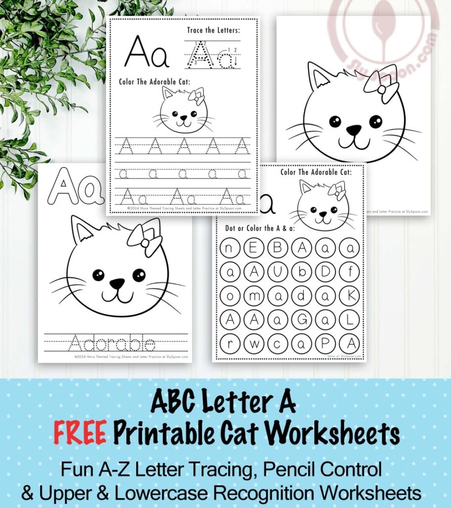 Purrrfectly Adorable Free Printable Cat Themed Letter A Tracing 
