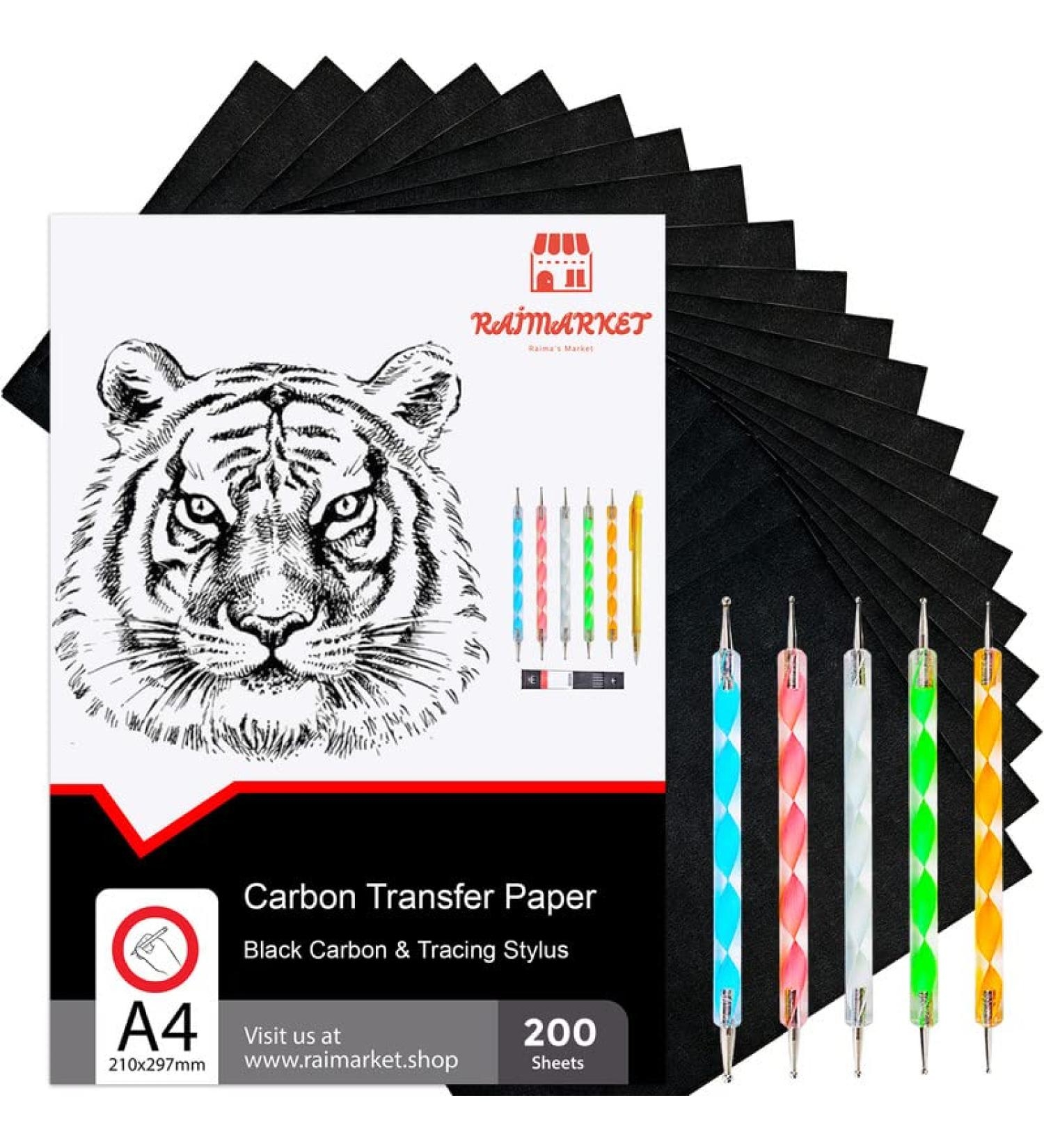 Raimarket 200 Sheets Black Carbon Paper For Tracing On Fabric 