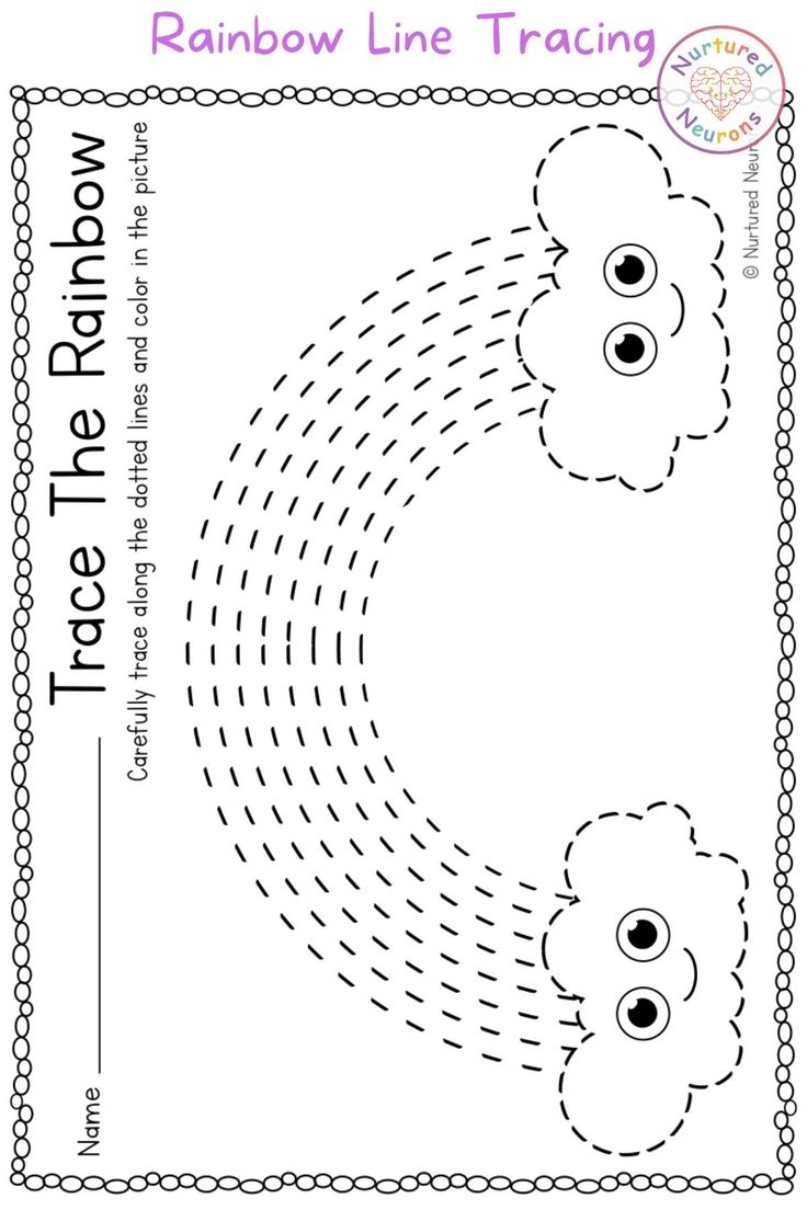 Rainbow Tracing Worksheet preschool Printable Nurtured Neurons