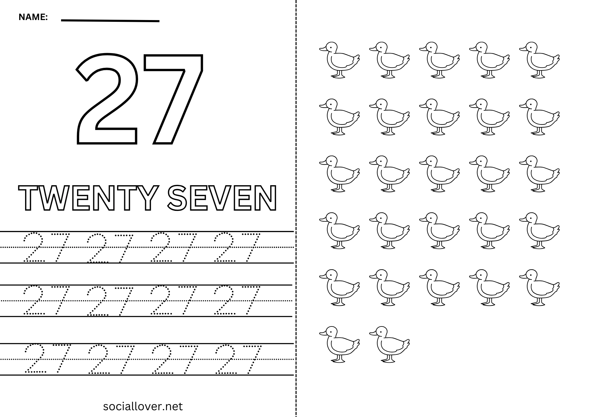 Read Write Count And Trace Math Number 27 Practice Worksheet Read Write Count And Trace Math Number 27 Practice Worksheet