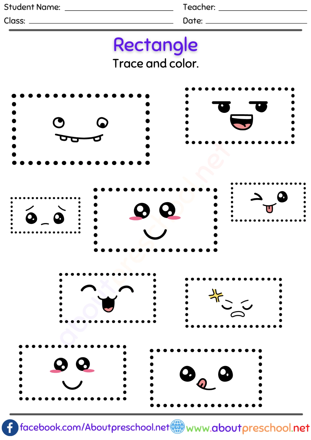 Rectangle Shape Worksheet Printable Study Planner