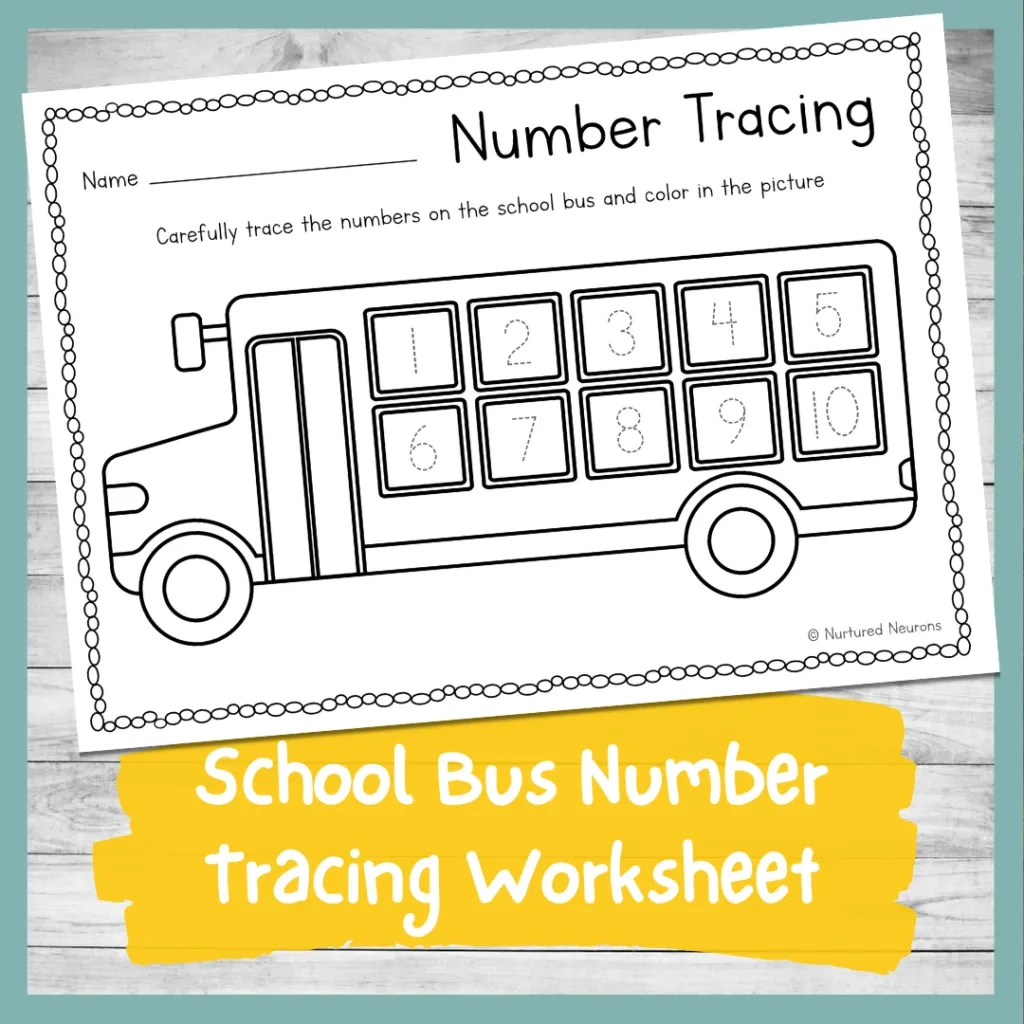 School Bus Number Tracing Worksheet 1 10 Preschool Printable 