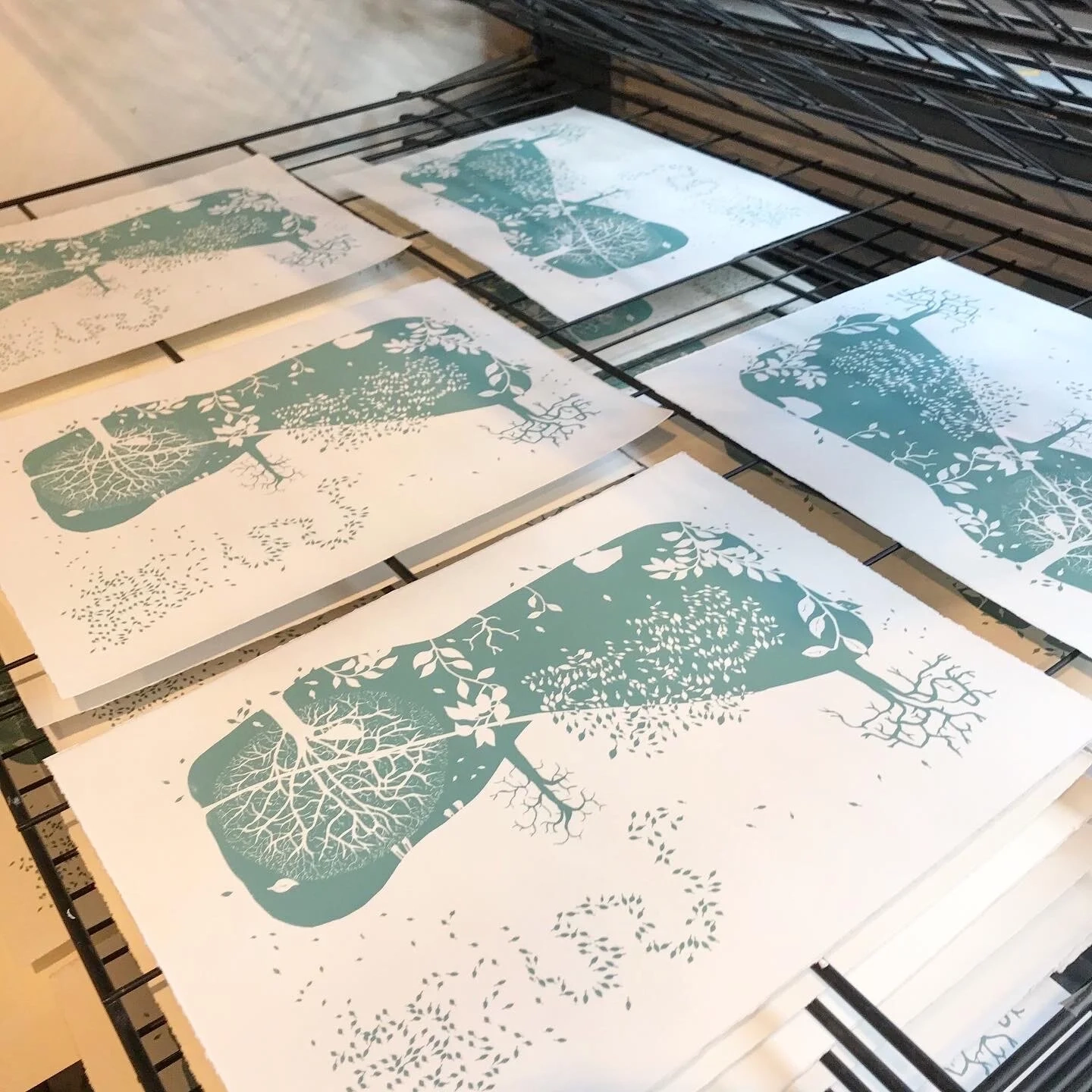 Screen Printing Process Folded Forest