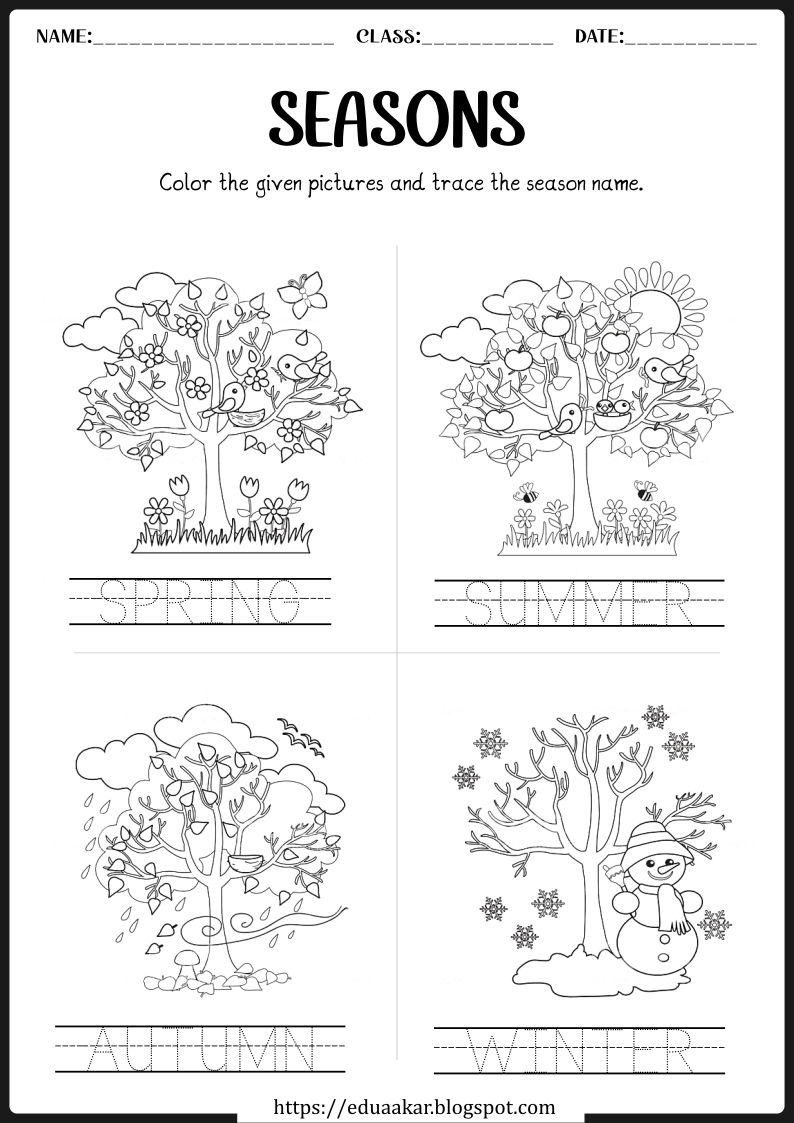 Seasons Tracing Worksheet