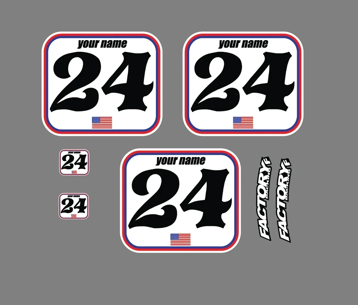 Set Of 3 Custom USA FLAG Flat Track Number Plate Backgrounds 