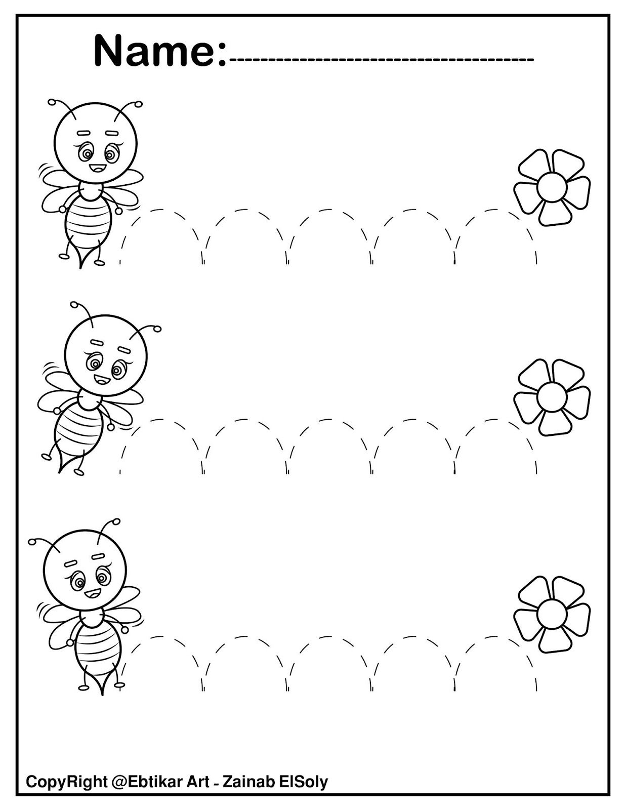 Set Of Fine Motor Tracing Bee Activity