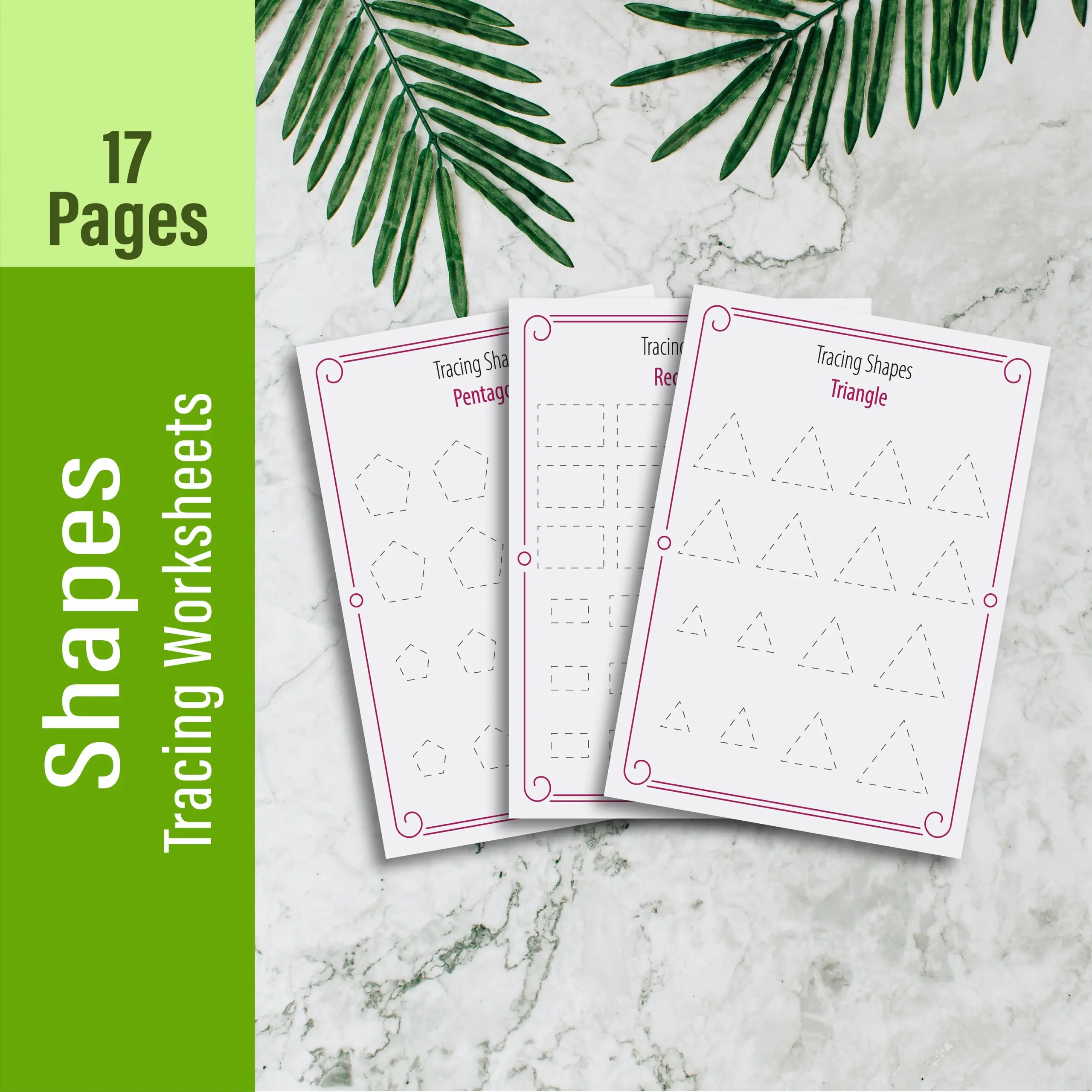 Shape Tracing Worksheet Homeschool Learning Workbook PDF 