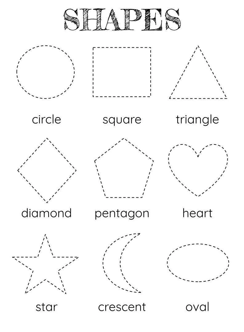 Shape Tracing Worksheet Montessori Shapes For Preschool 