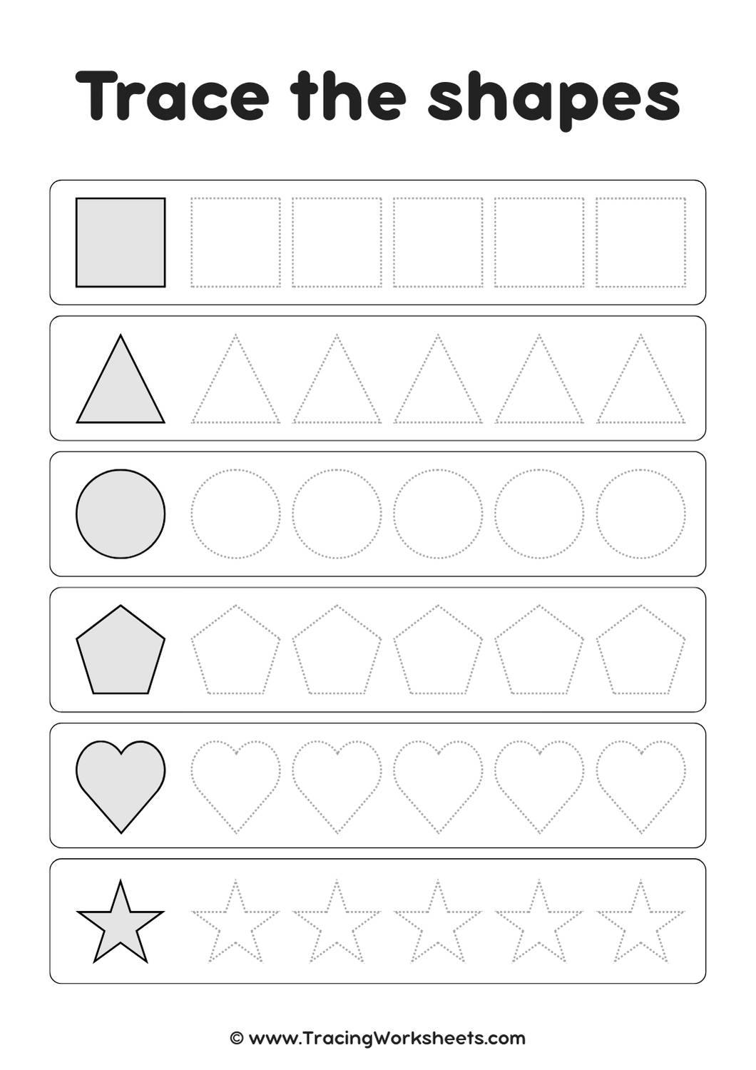 Shapes Worksheet Tracing