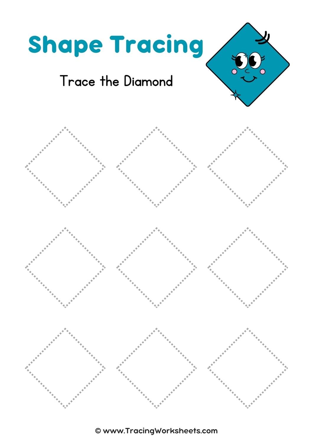 Diamond Tracing Worksheet Free Printable