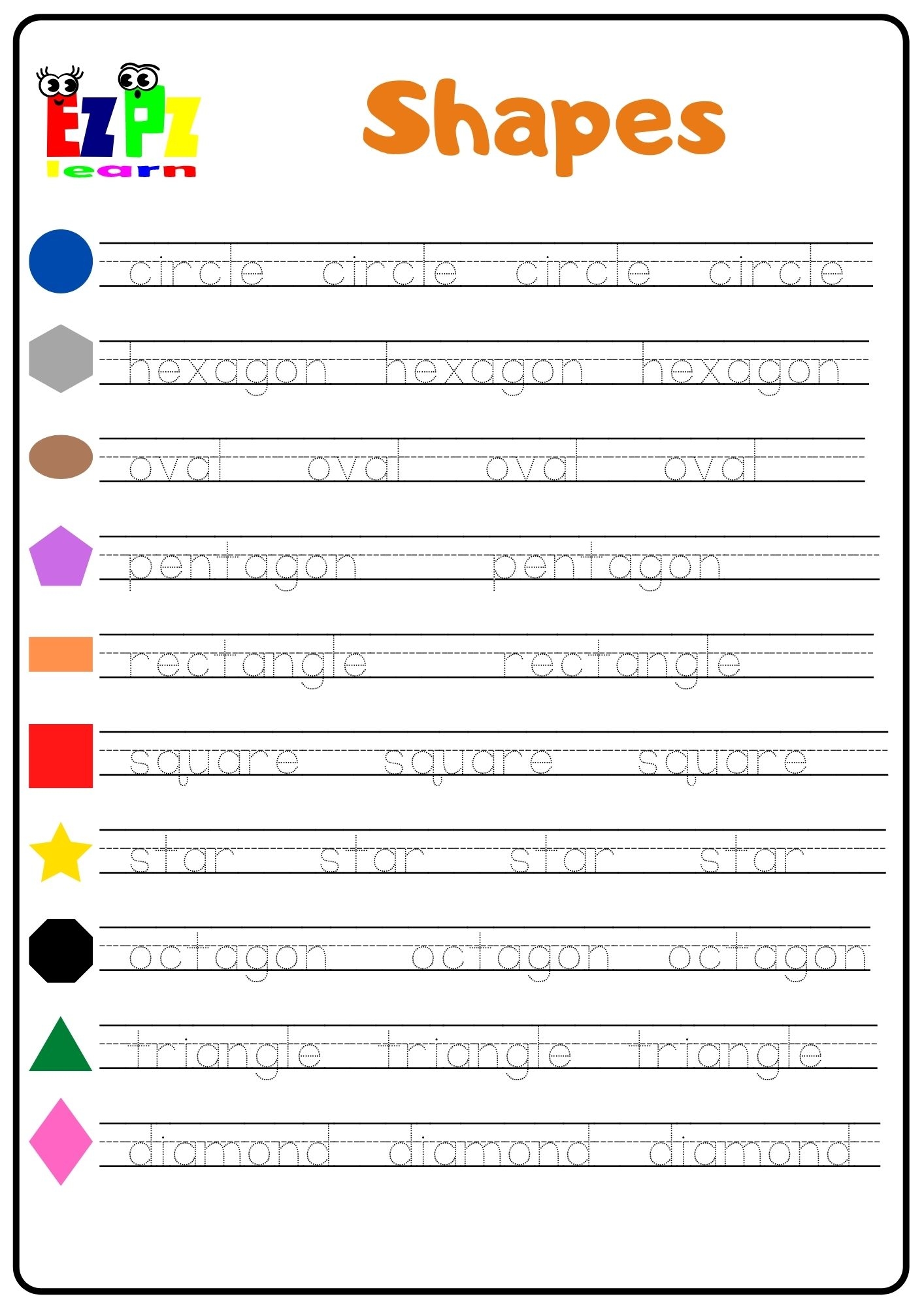 Shapes Word Tracing Worksheet Ezpzlearn Shapes Word Tracing Worksheet Ezpzlearn