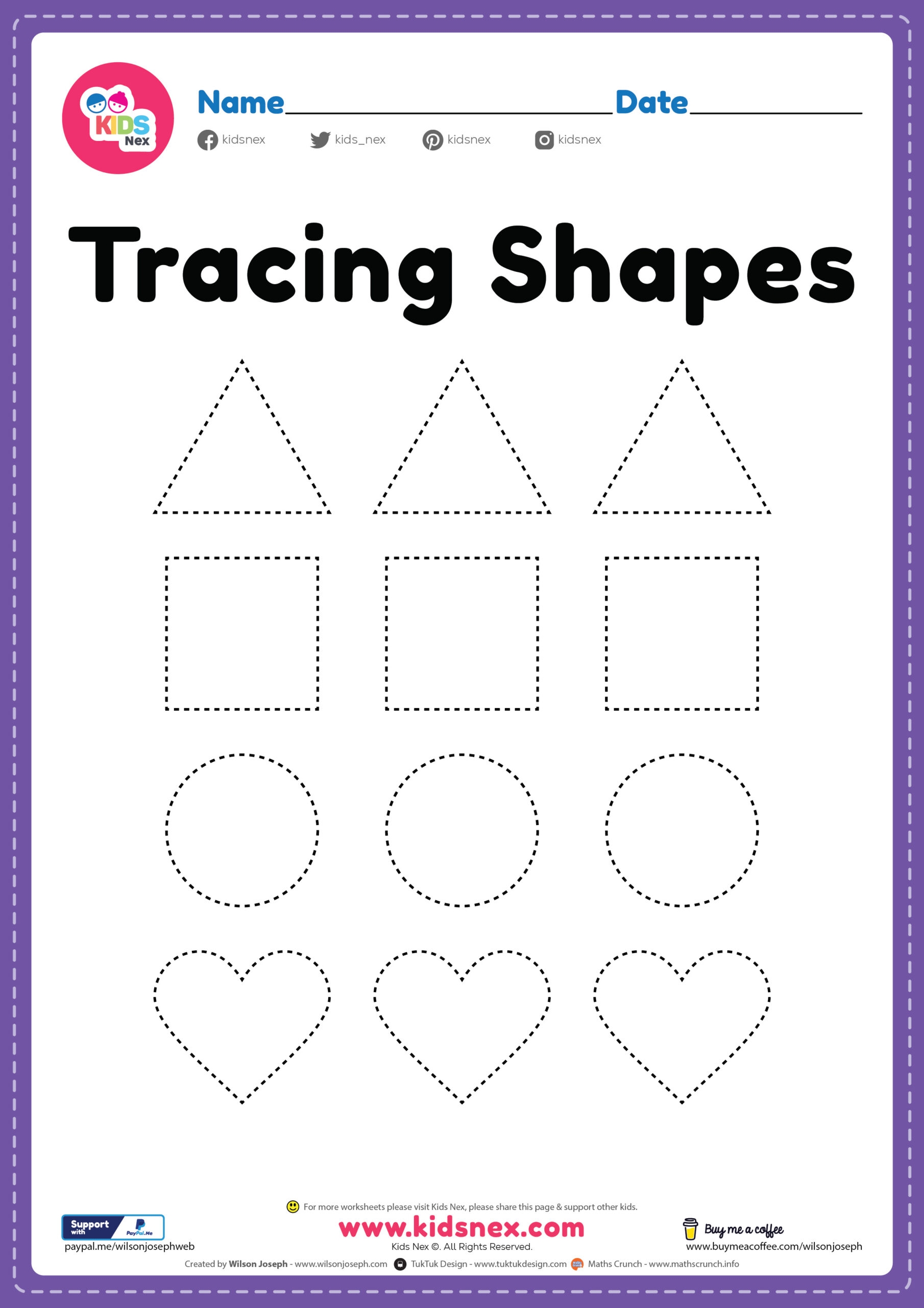 Tracing Shapes For Preschoolers