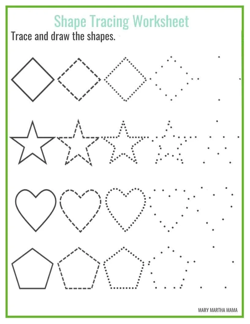 Shape Tracing Worksheets