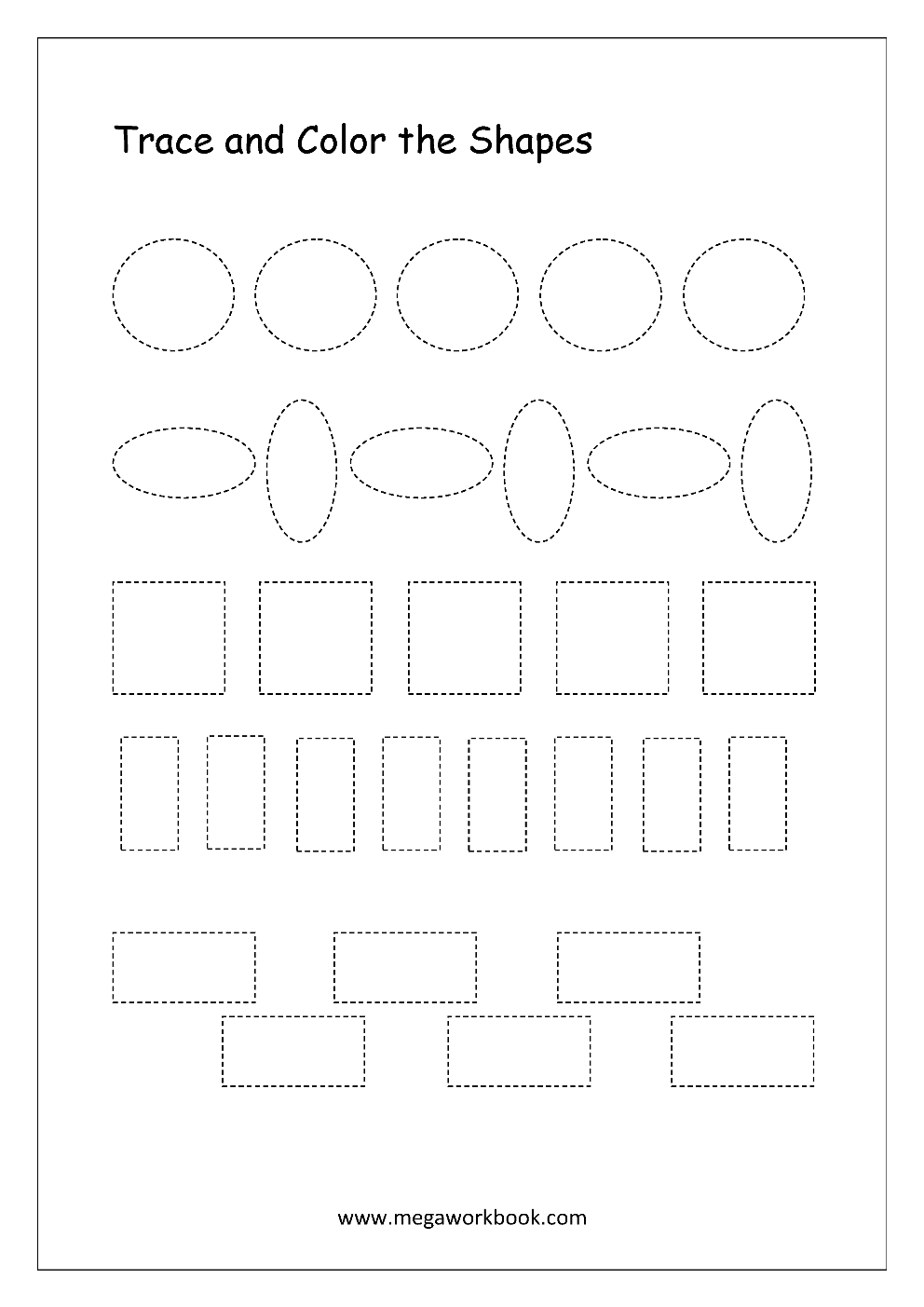 Shape Tracing Sheets For Preschoolers
