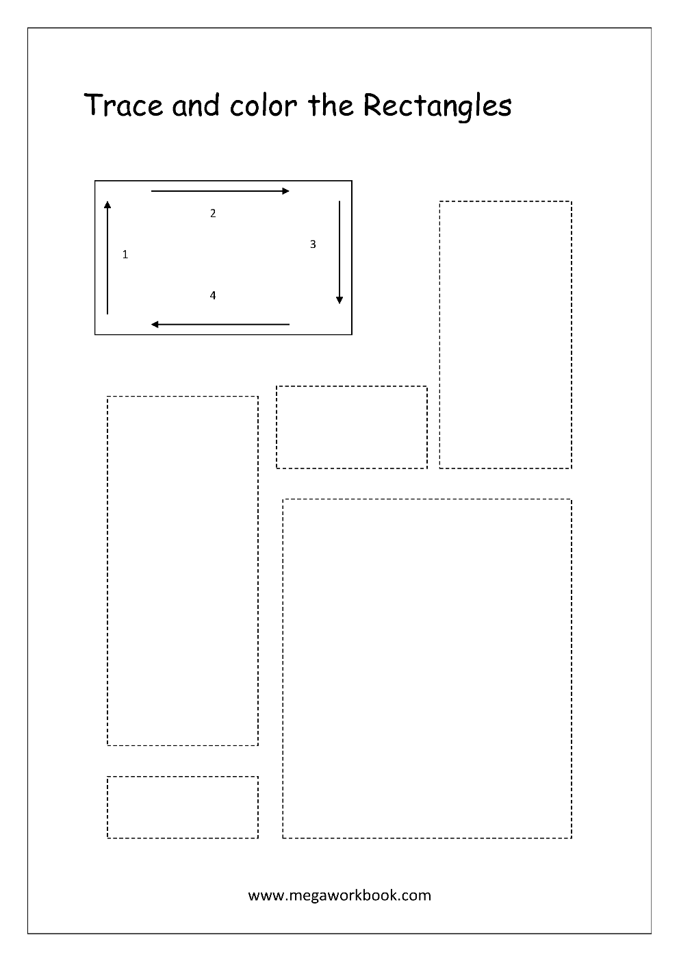 Rectangle Shape Tracing Worksheets