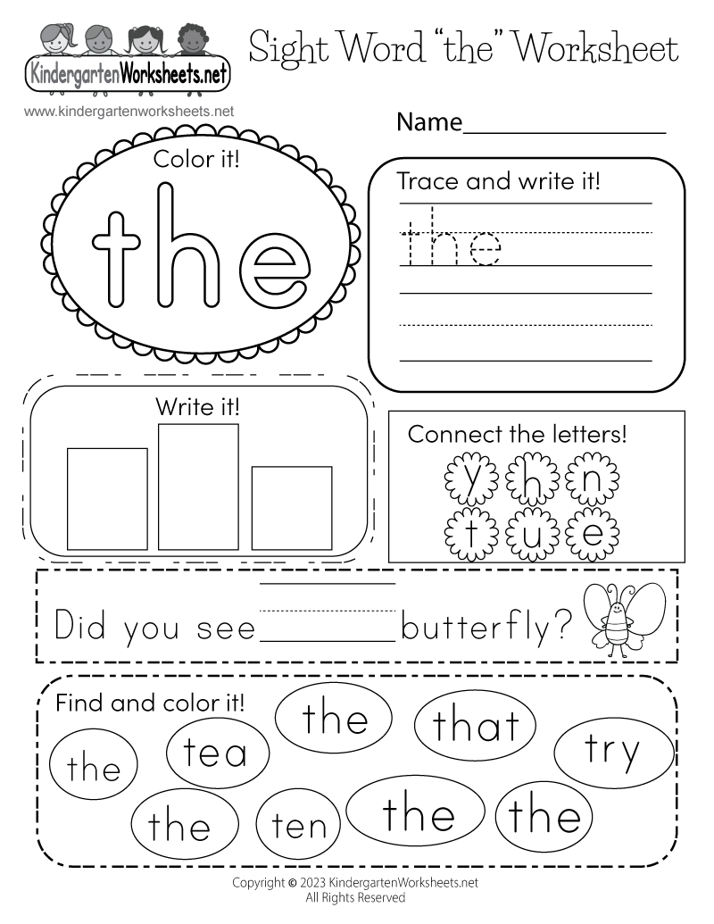Sight Word the Worksheet Free Printable Digital amp PDF