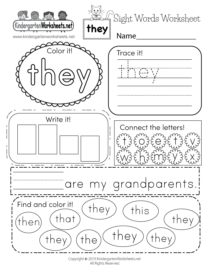 Sight Word they Worksheet Free Printable Digital amp PDF