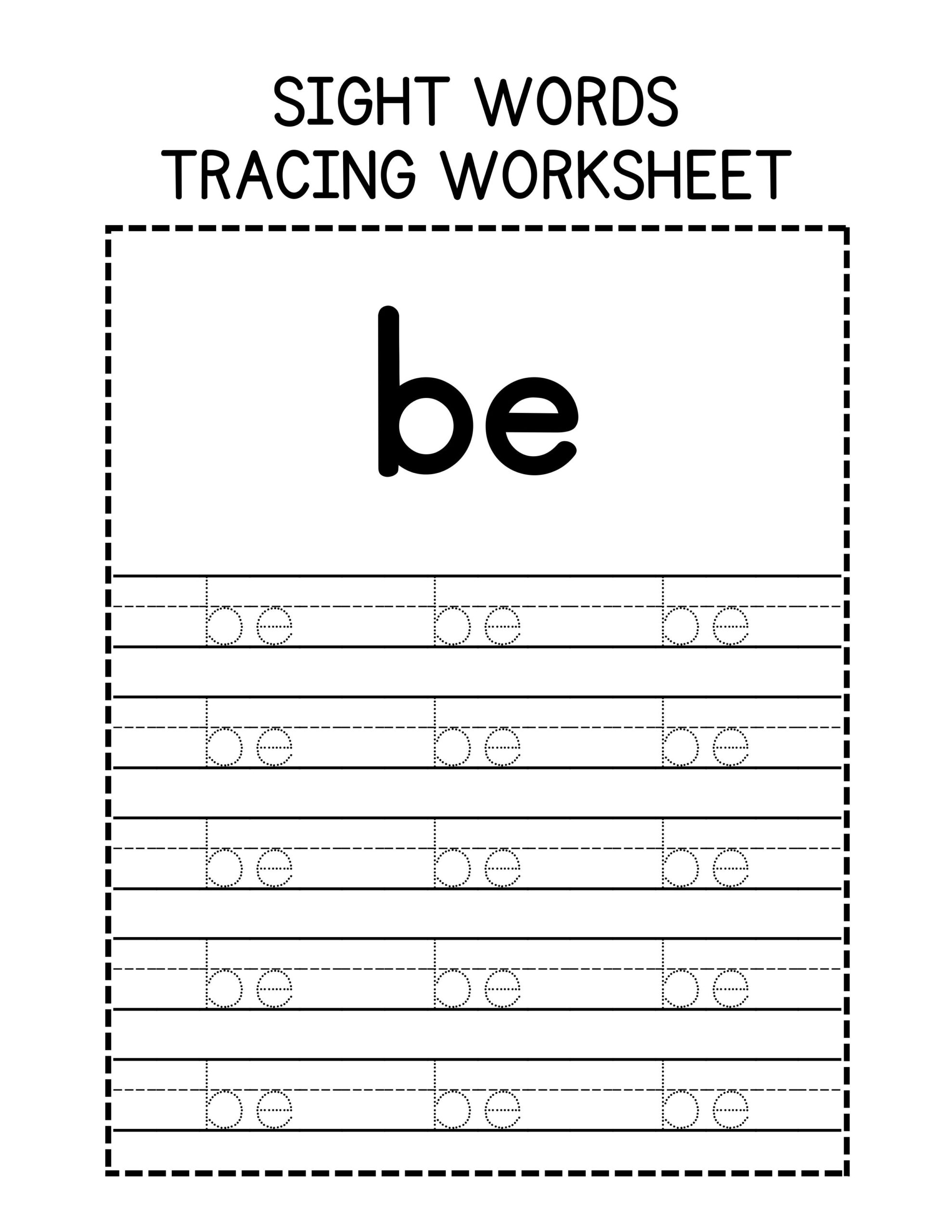 Sight Words Tracing Worksheet Teaching Resources