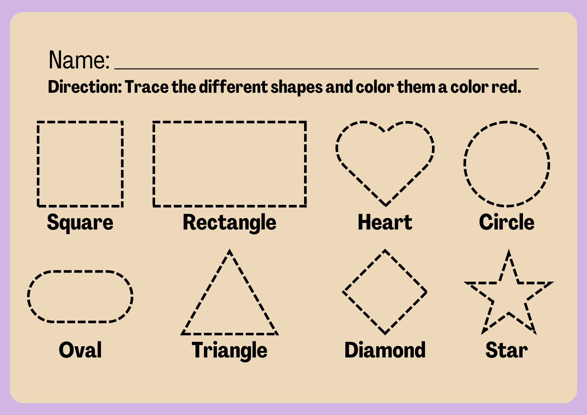 Basic Shapes Tracing Worksheets