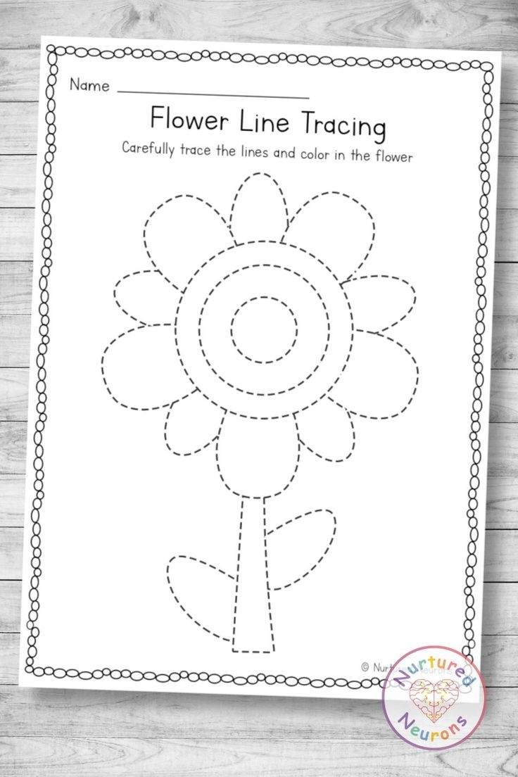 Simple Spring Flower Tracing Worksheet Preschool Printable 