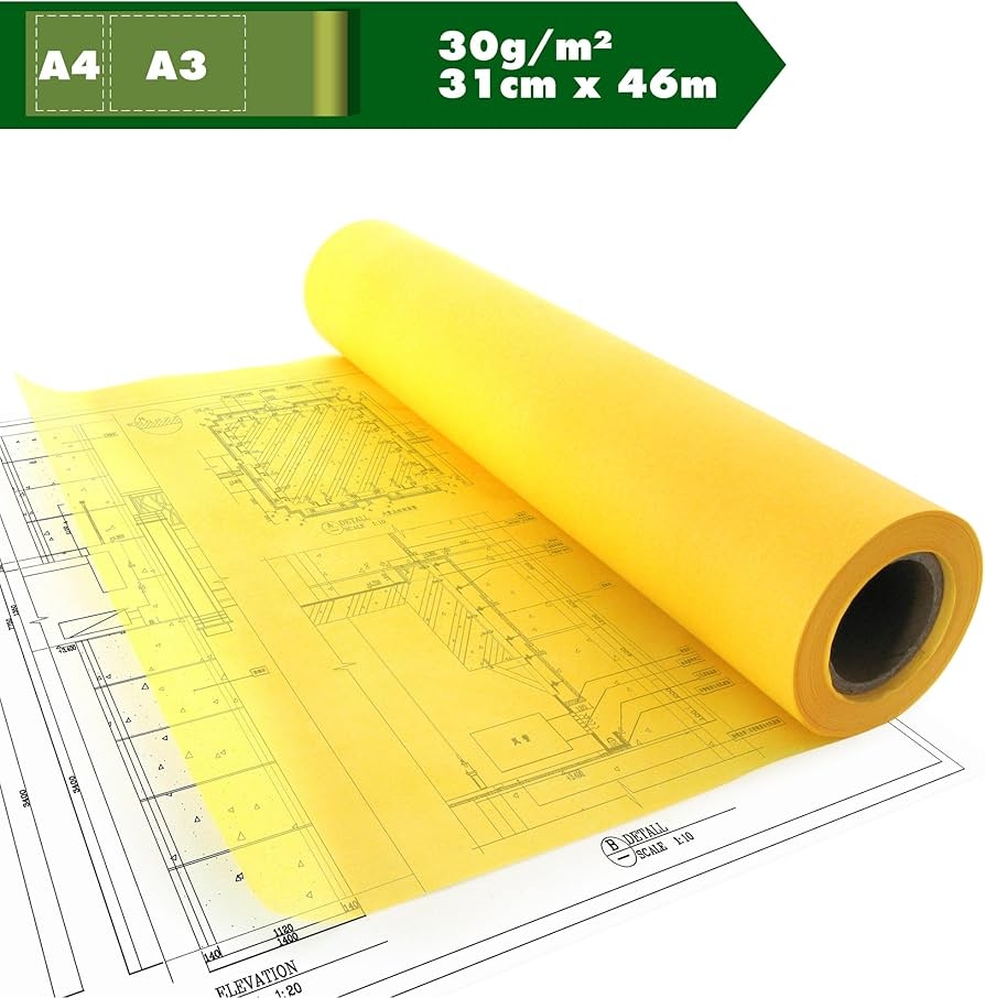 Sketch Paper Roller Yellow Tracing Paper Semi Transparent Paper 