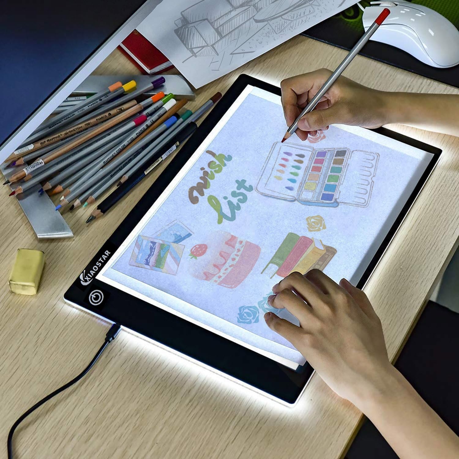 Sketching Tracing Tool A5 LED Tracing Light Box Drawing Pad 