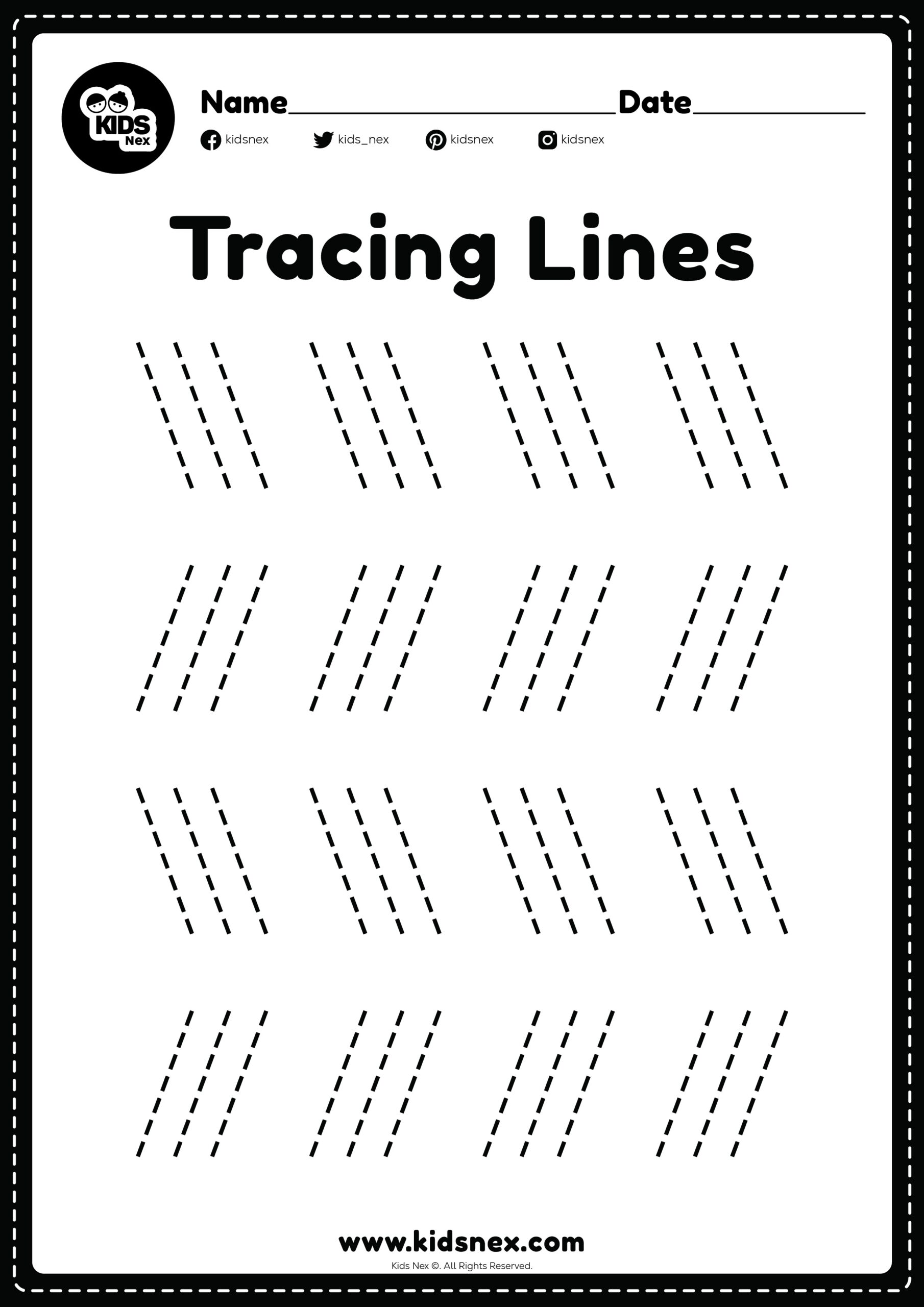 Slanting Line Worksheet Free Printable KidsNex Slanting Line Worksheet Free Printable KidsNex