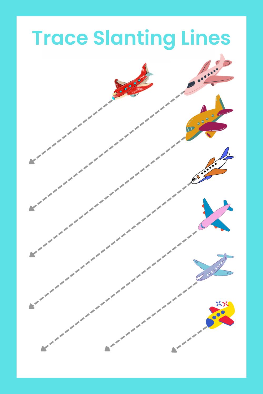 Preschool Slanting Line Tracing Worksheets