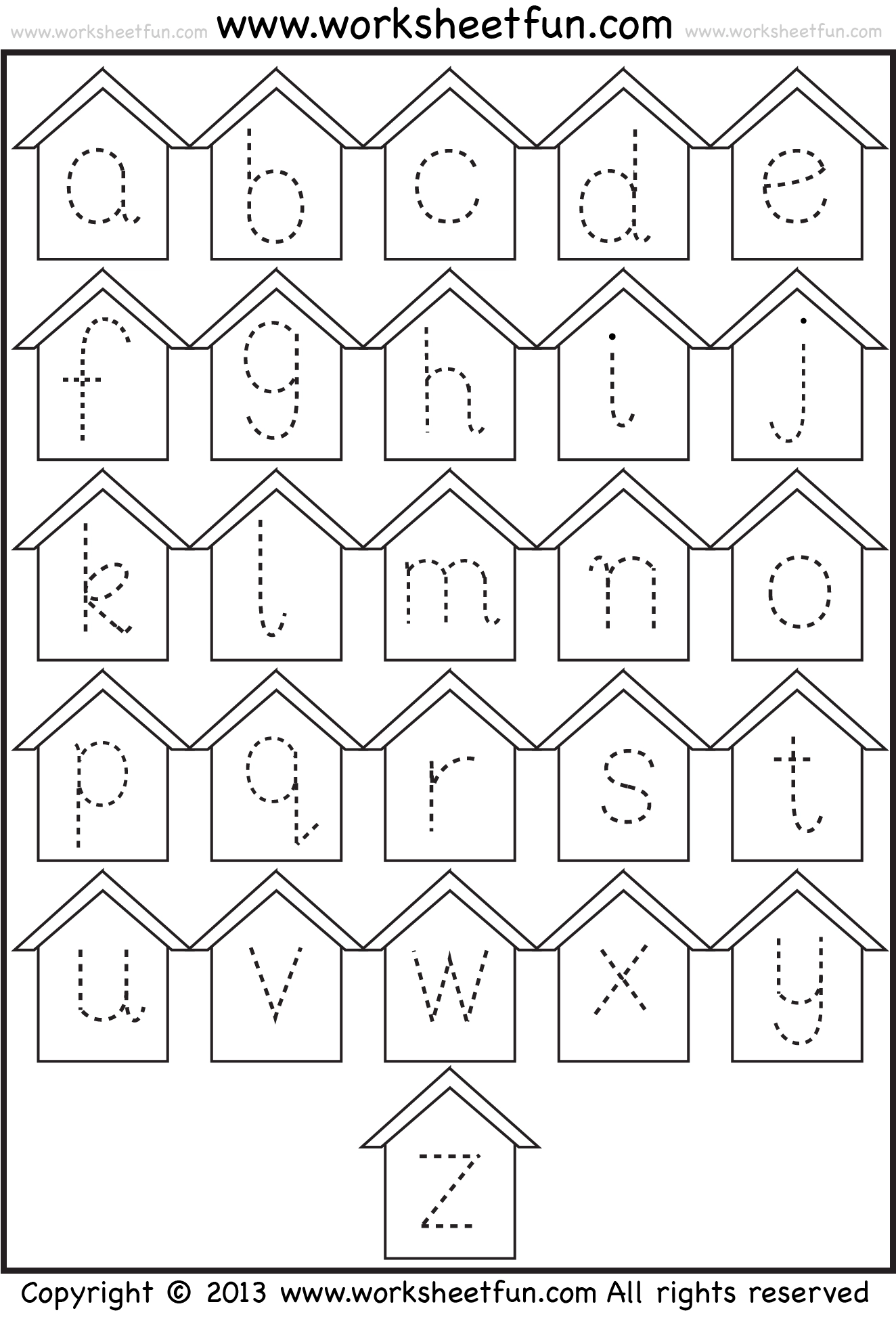 Small Letter Tracing Lowercase Worksheet Birdhouse FREE 