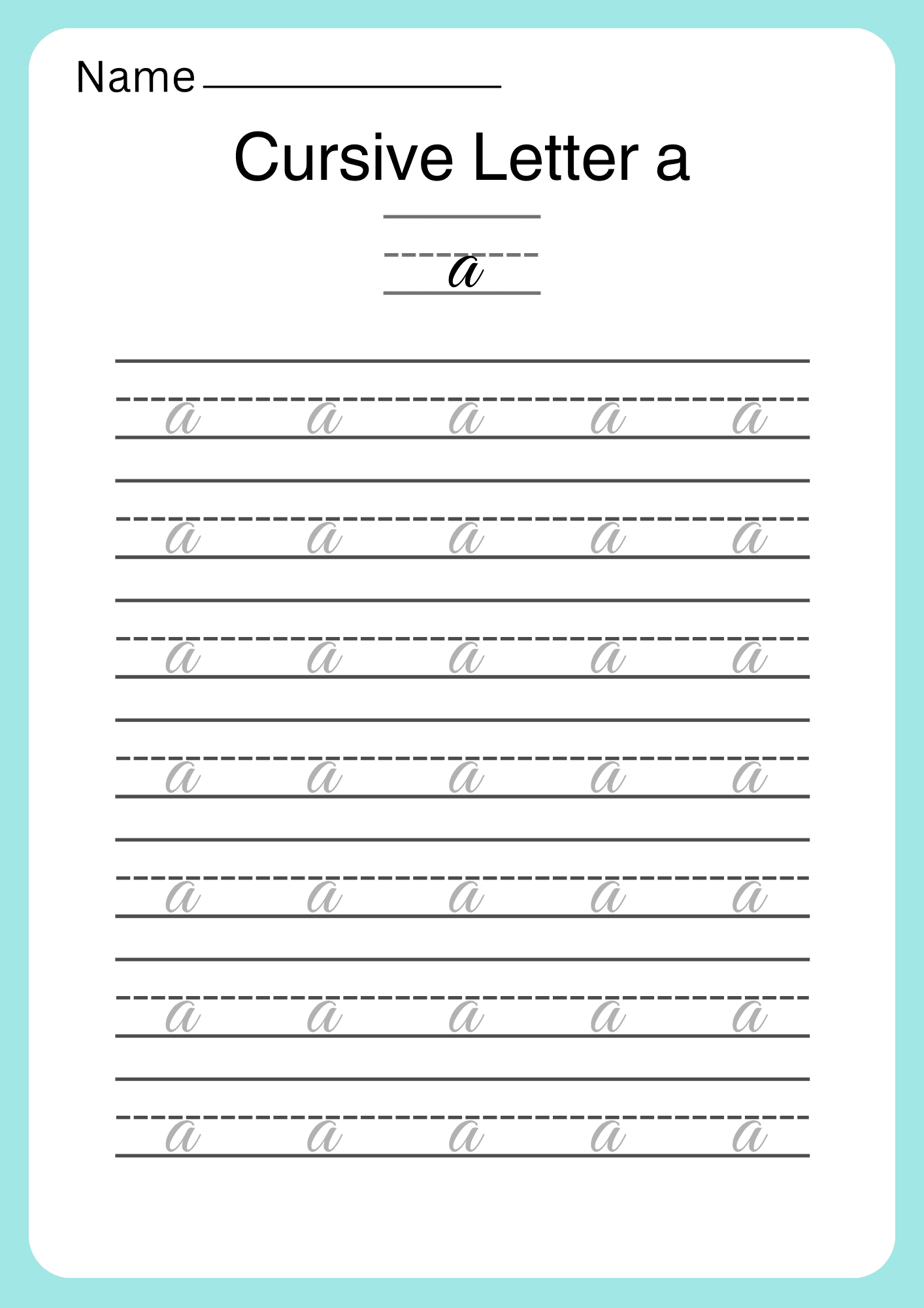 Small Letters Cursive Writing Worksheets A To Z