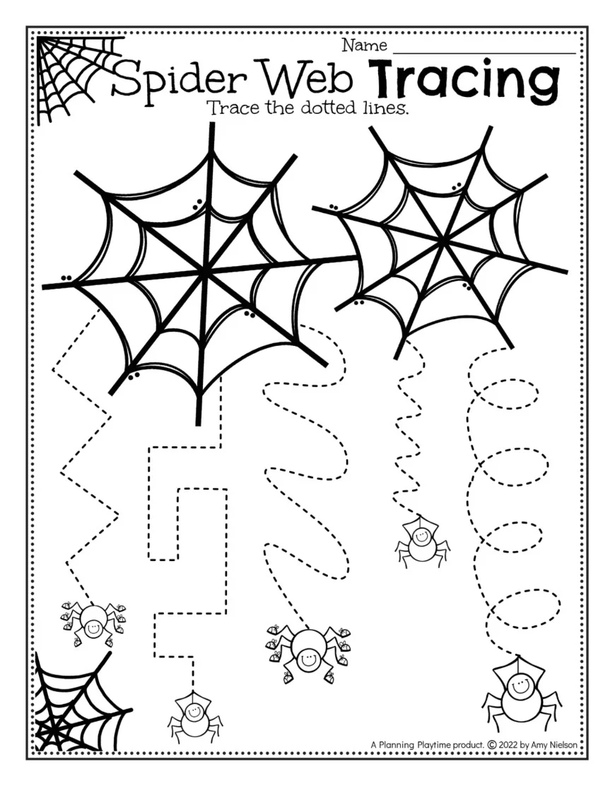 Spider Web Tracing Worksheets Halloween Preschool Worksheets 
