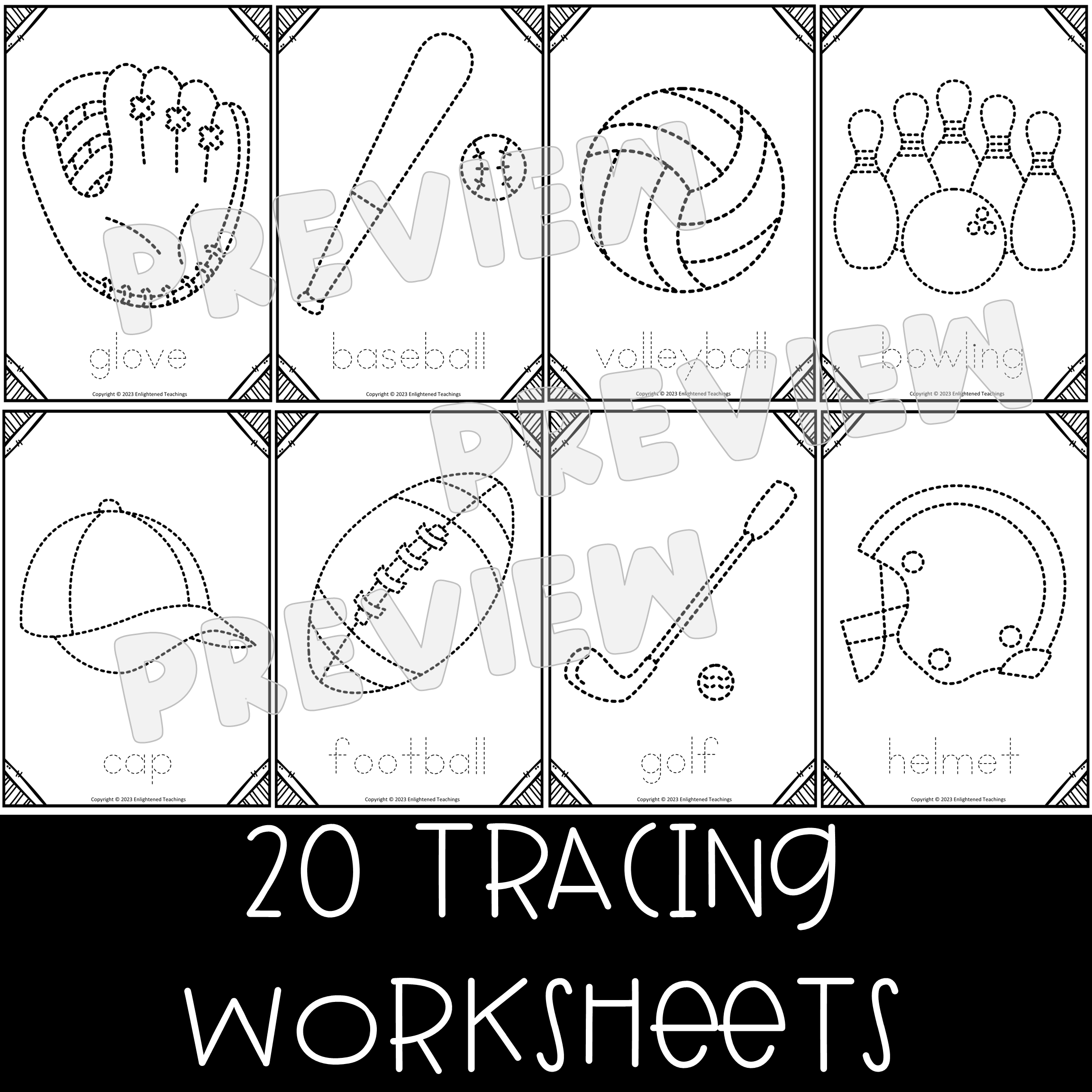 Sports Tracing Worksheets Fine Motor Activity Sports Tracing 