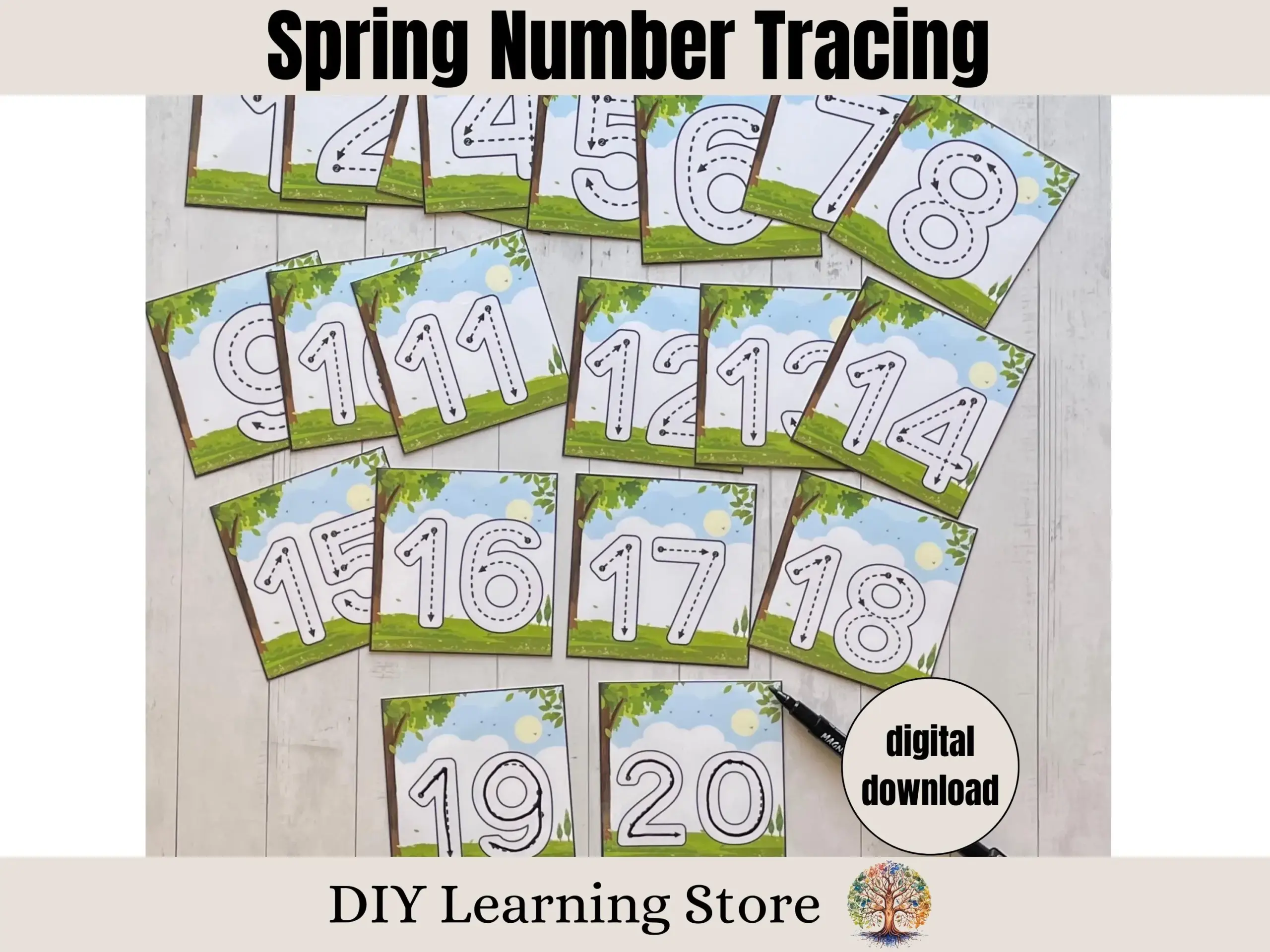 Spring Number Tracing 1 20 Toddler Activity Preschool Learning 