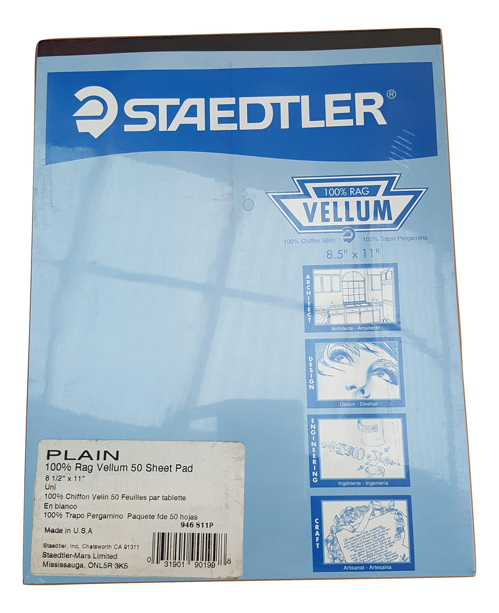 Staedtler 100 Rag Vellum Tracing Paper 8 1 2 X 11 50 Sheet Pad 