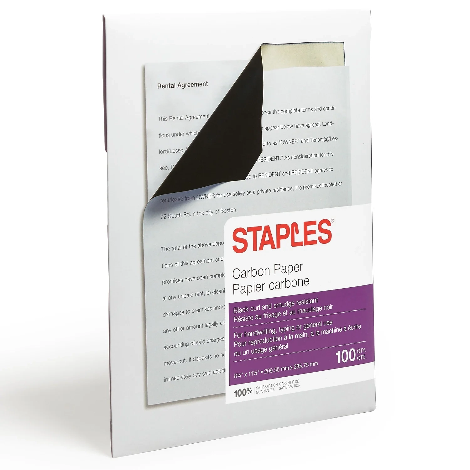  Staples Black Carbon Paper 8 25 X 11 25 Smudge Resistant 