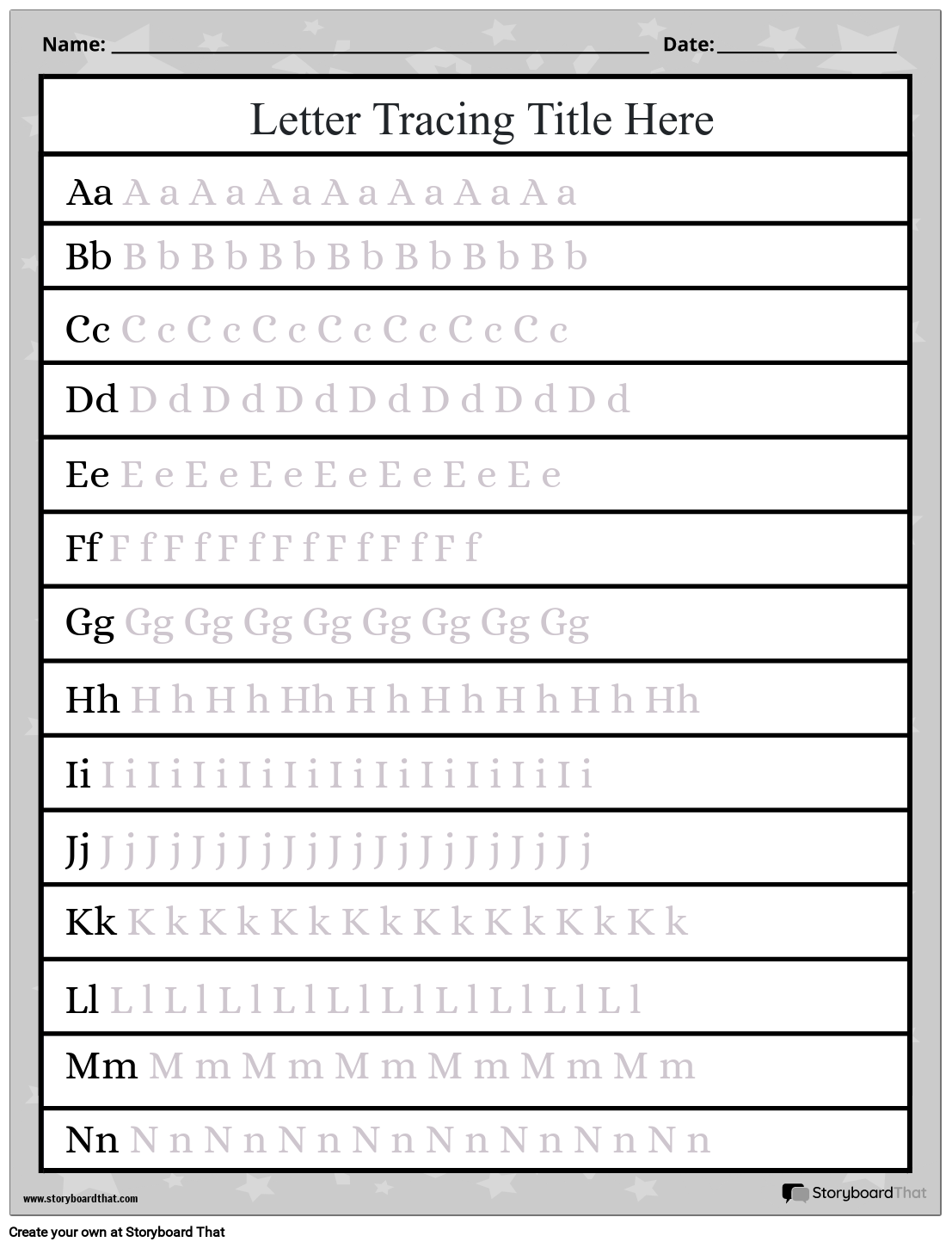 Storyboard That Free Letter Tracing Worksheet Maker