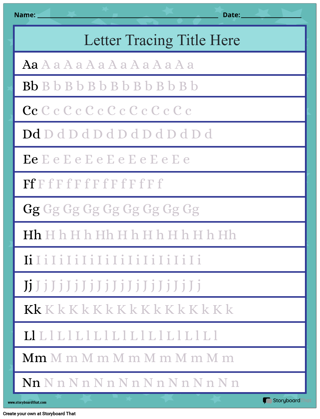 Storyboard That Free Letter Tracing Worksheet Maker
