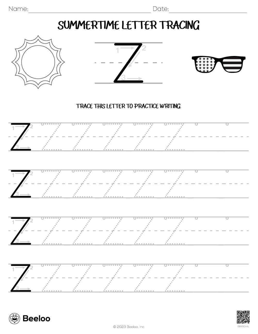 Summer Tracing Worksheets