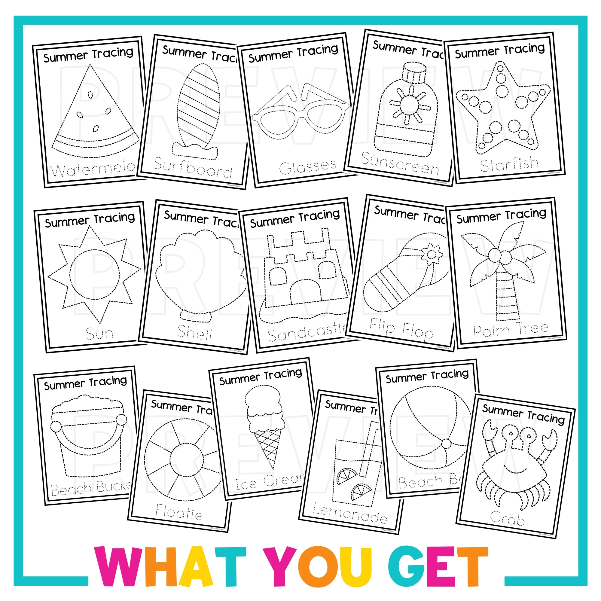 Summer Tracing Worksheets For Preschool PreK And Kindergarten 