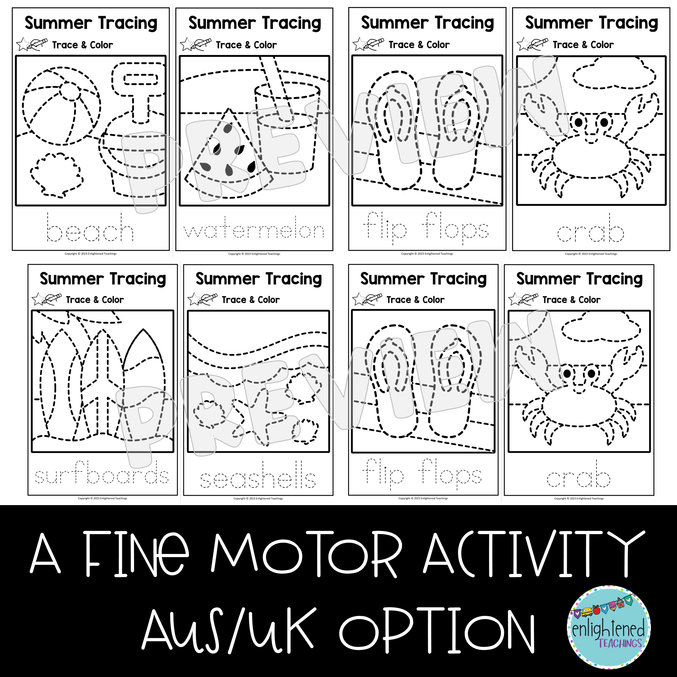 Summer Tracing Worksheets Summer Tracing Mats Summer Trace amp Color 