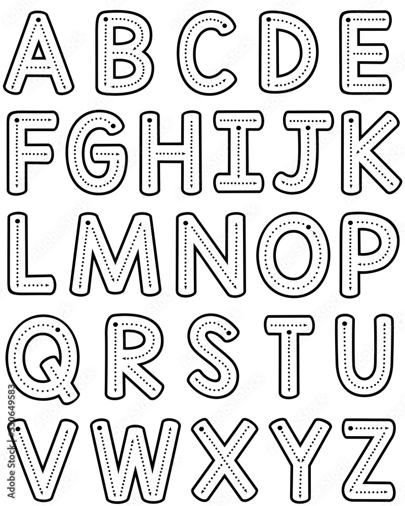 Teacher Font Trace Letter Formation Uppercase Black And White 
