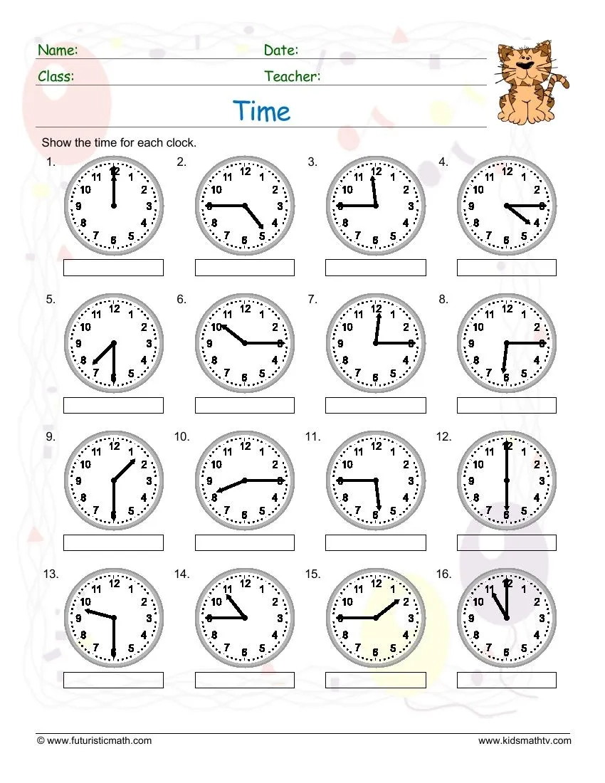 Clock Tracing Worksheet