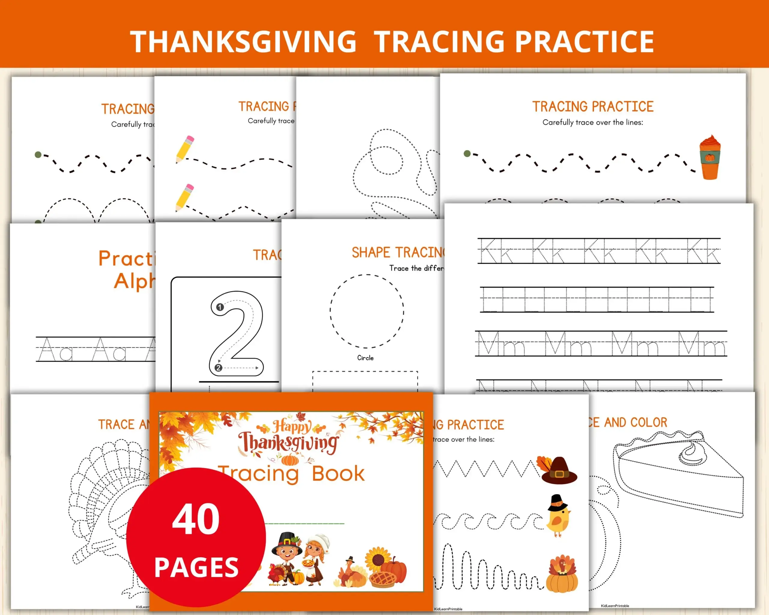 Thanksgiving Tracing Lines thanksgiving Tracing Practice autumn 