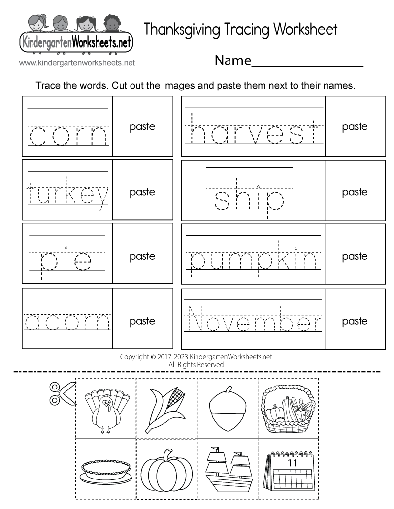 Thanksgiving Tracing Worksheet Free Printable Digital amp PDF