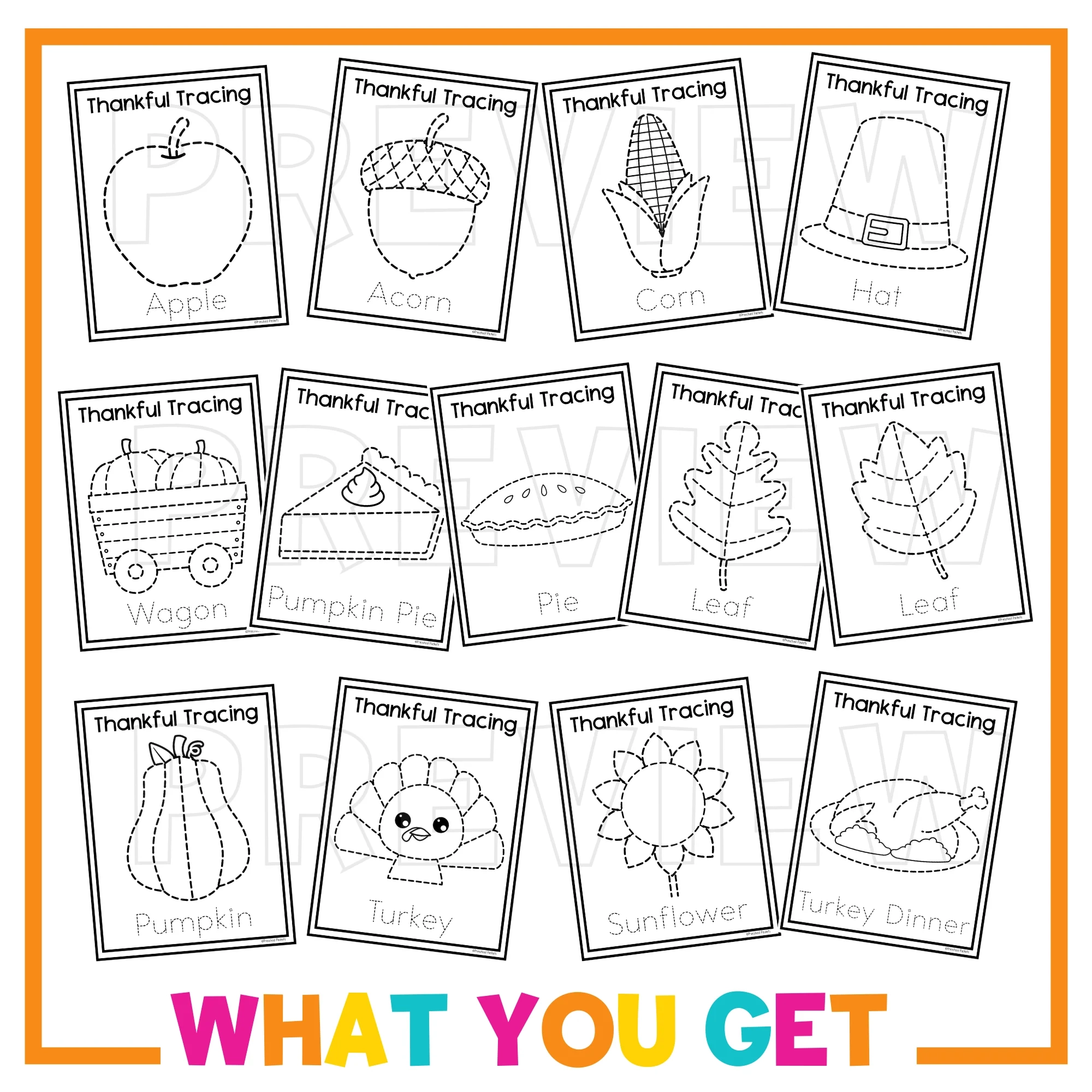 Thanksgiving Tracing Worksheets For Preschool PreK And 