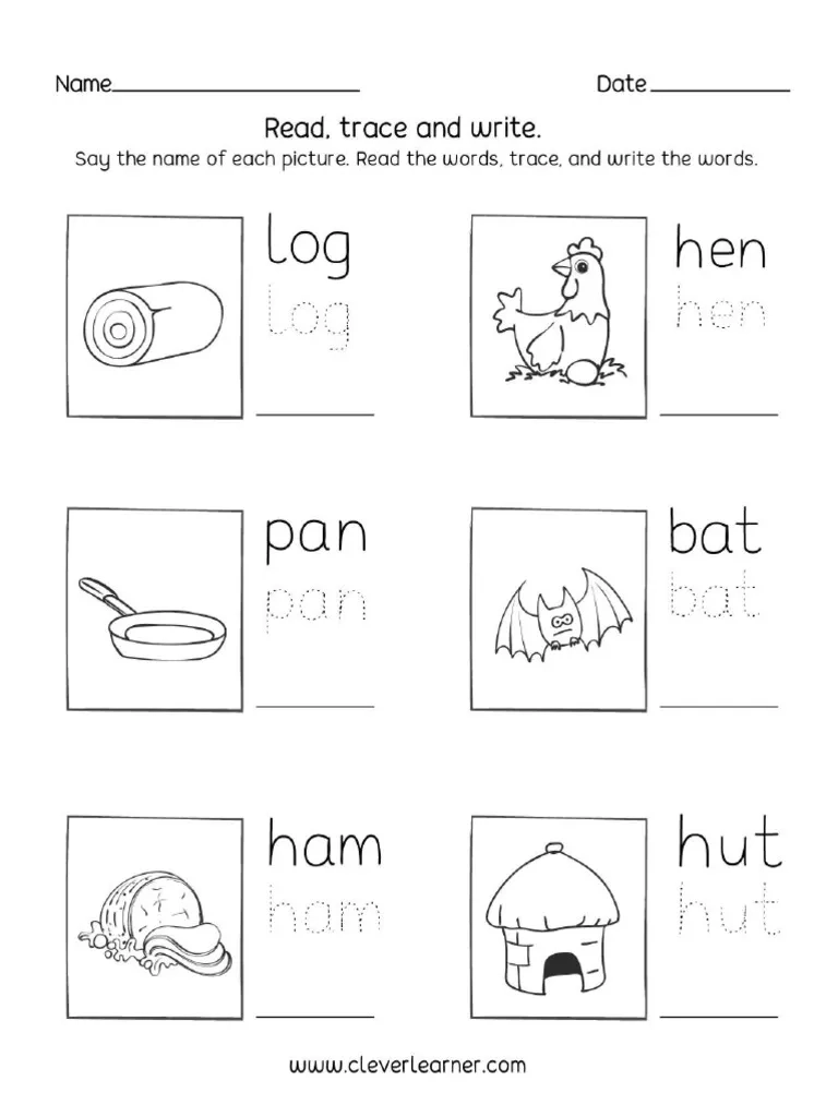 Three Letter Words Tracing Preschool Activity Worksheets 2 PDF PDF