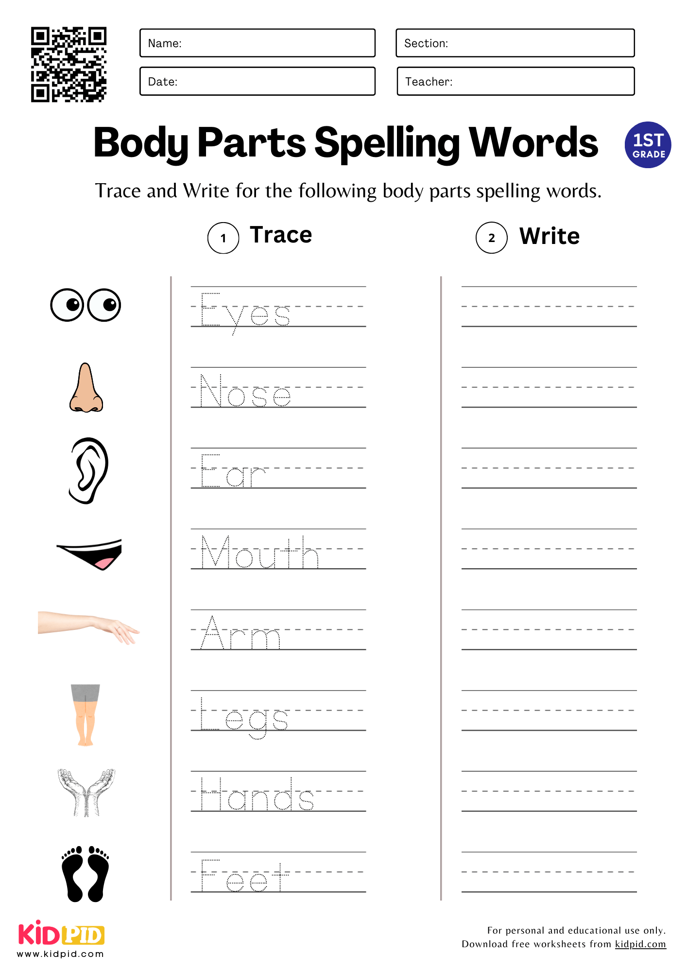Trace amp Write Spelling Word Worksheets For Grade 1 Kidpid